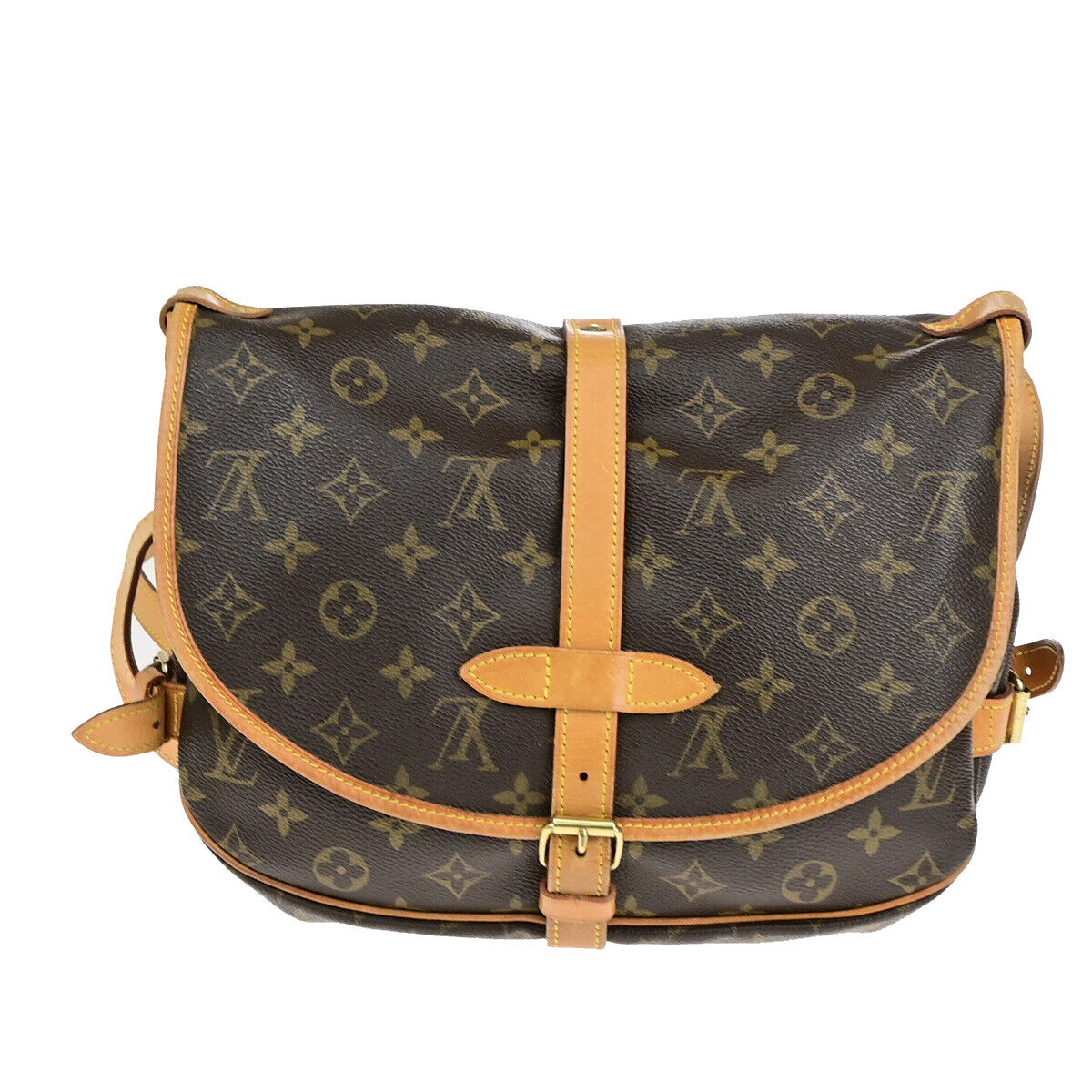LOUIS VUITTON Logo Saumur 30 Shoulder Bag Monogram Leather Brown M42256 18YF645