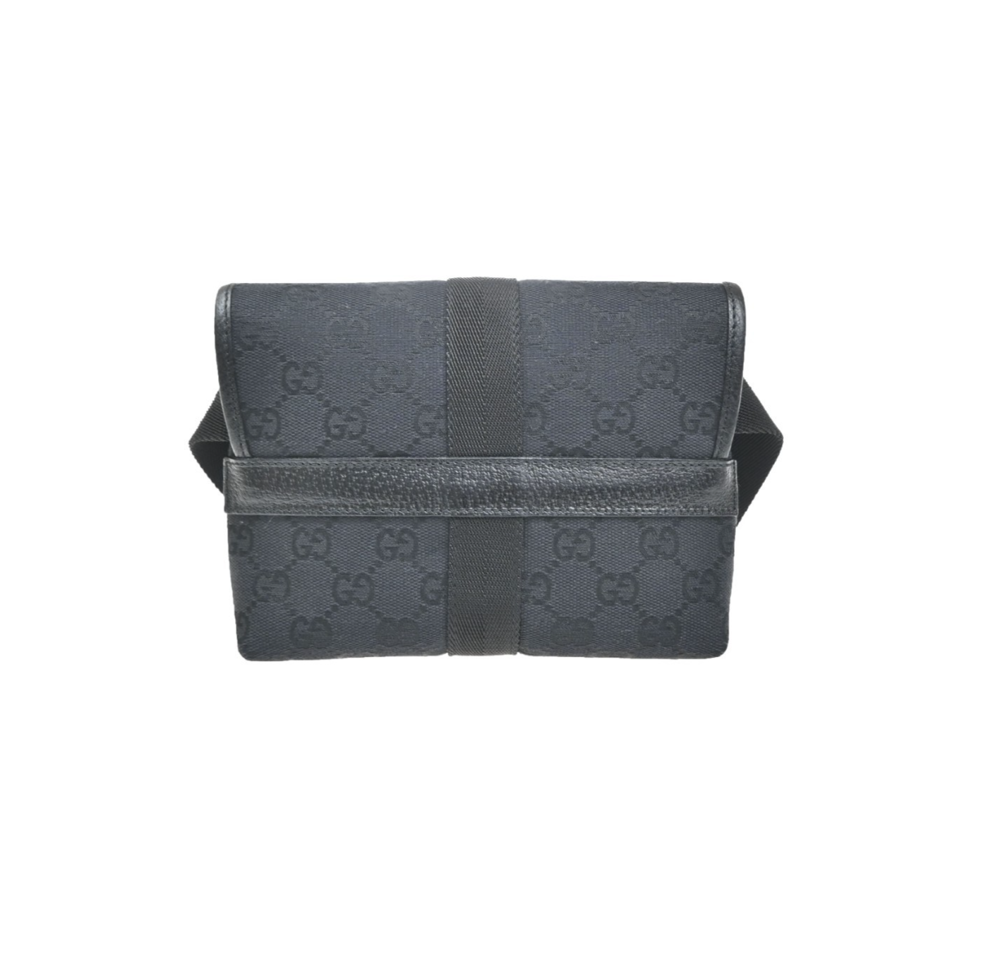 GUCCI Logo GG Pattern Mini Bum Bag Canvas Leather Black SHW Italy 85MA664
