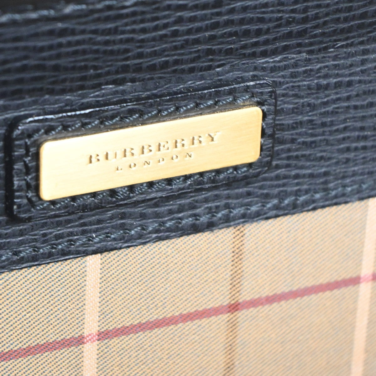 BURBERRY Logo Dulles Hand Bag Leather Black GHW 68TA157