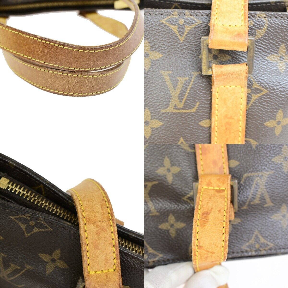 LOUIS VUITTON Cabas Piano Shoulder Bag Monogram Leather Brown M51148 39FB213