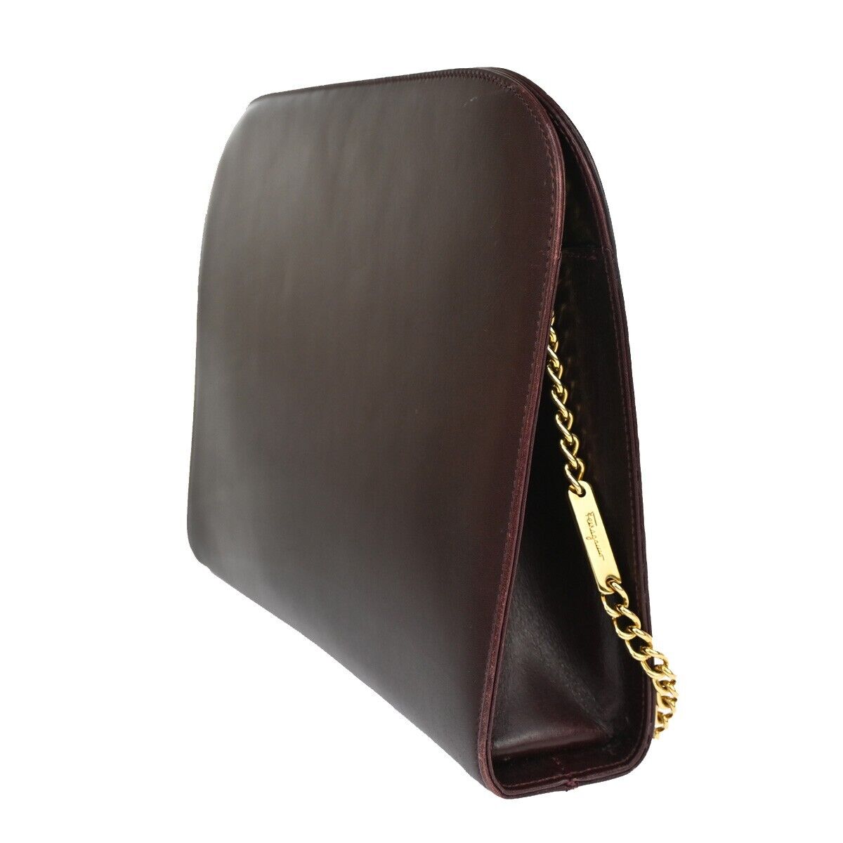 SALVATORE FERRAGAMO Chain Gancini 2Way Shoulder Clutch Bag Leather BX 39EA565