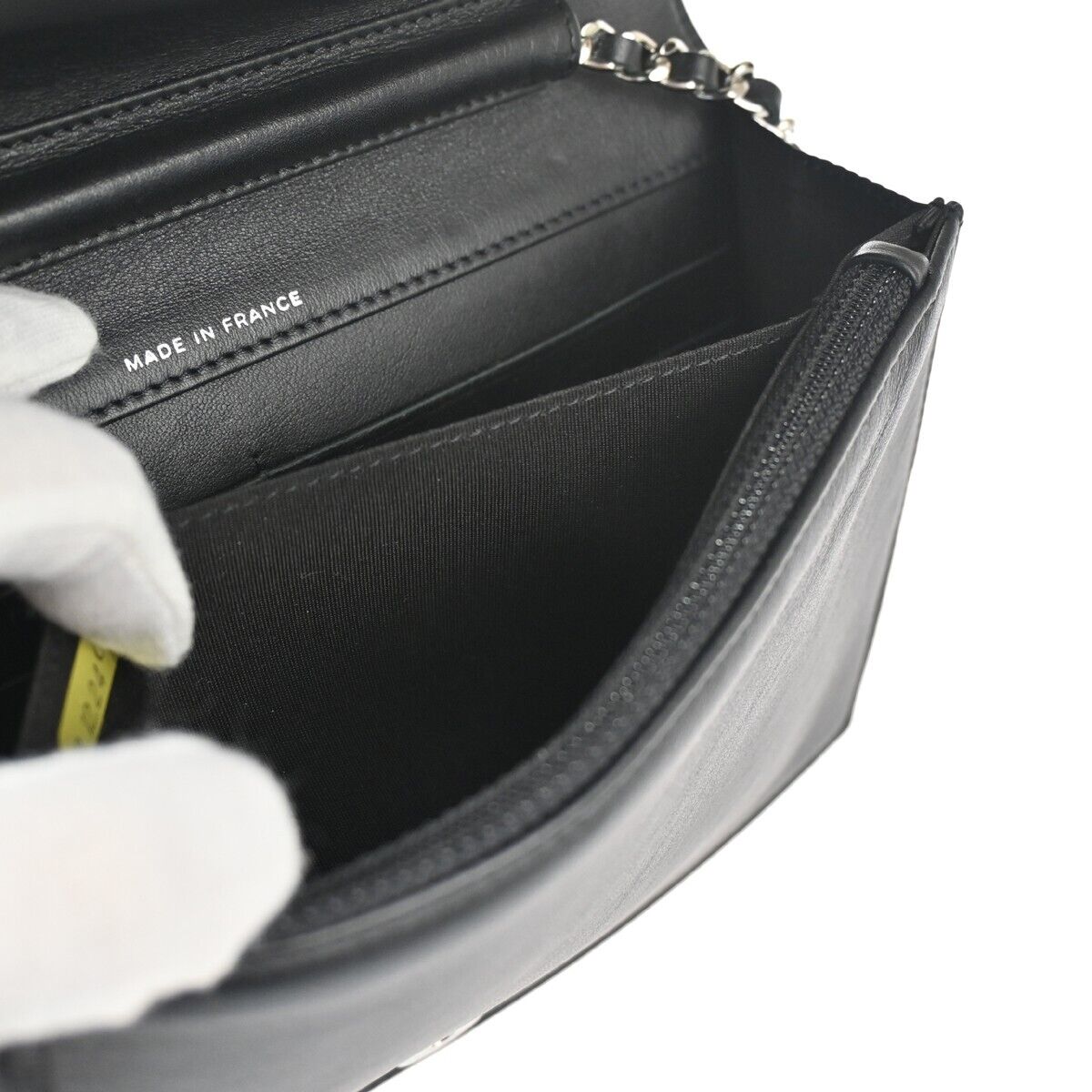 CHANEL CC Logo Mini Chain Wallet Shoulder Bag Patent Leather Black SHW 683RH866