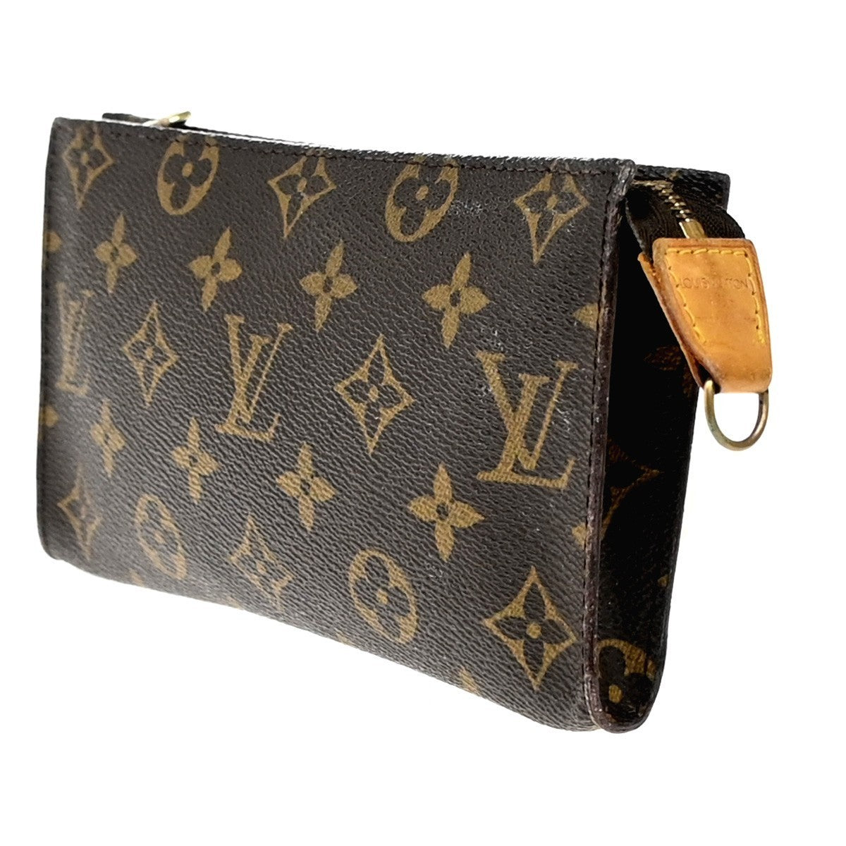 LOUIS VUITTON Logo BUCKET GM Pouch Bag Monogram Leather Brown France 05EG171