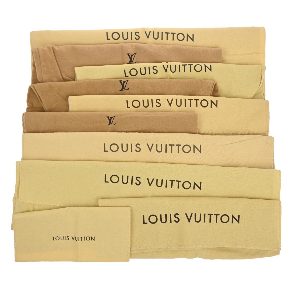 LOUIS VUITTON Logo 10 Set Dust Bag Drawstring Canvas Cotton Beige Brown 09KC806