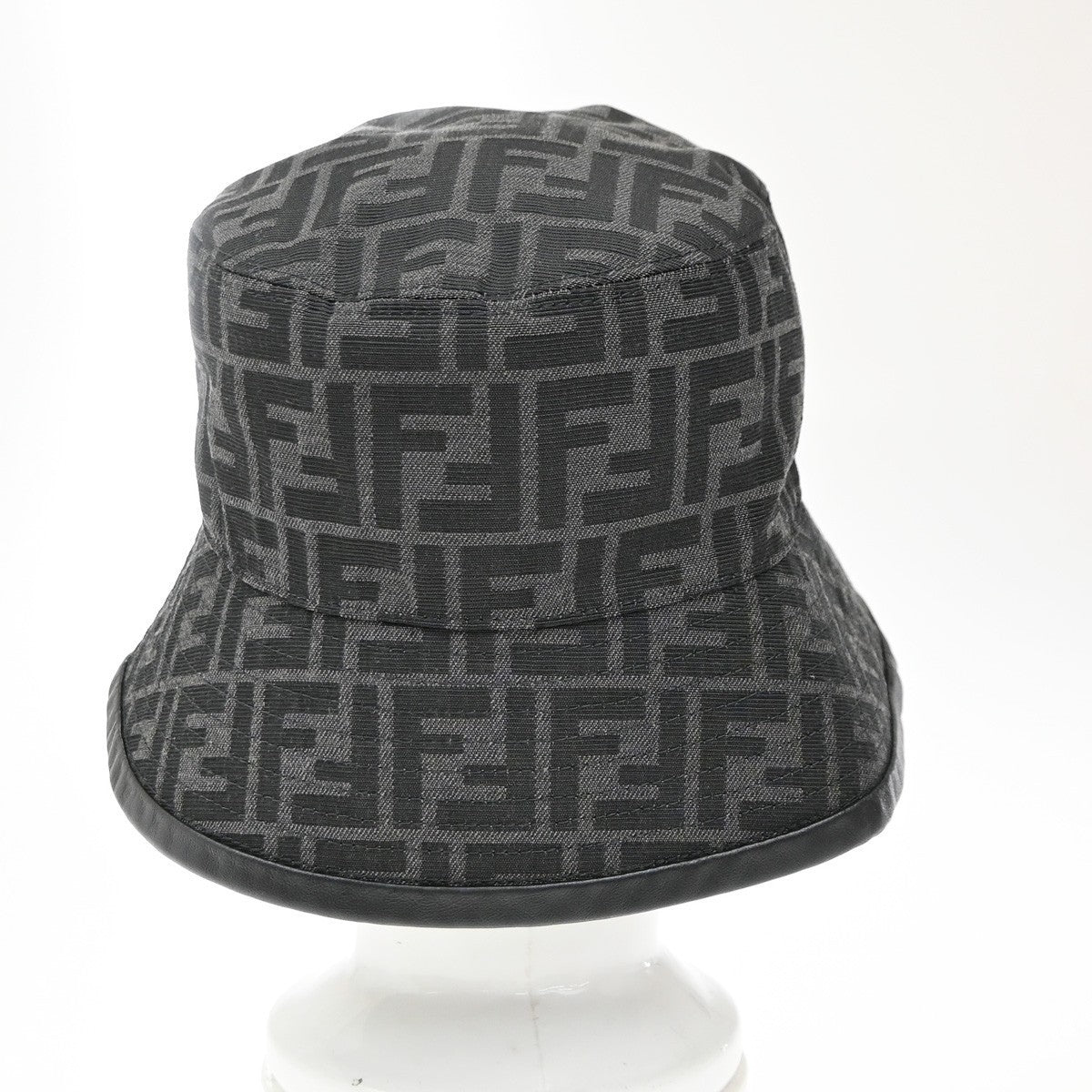 FENDI Logo Zucca Pattern Bucket Hat Size S Cotton Polyester Black 82RP009