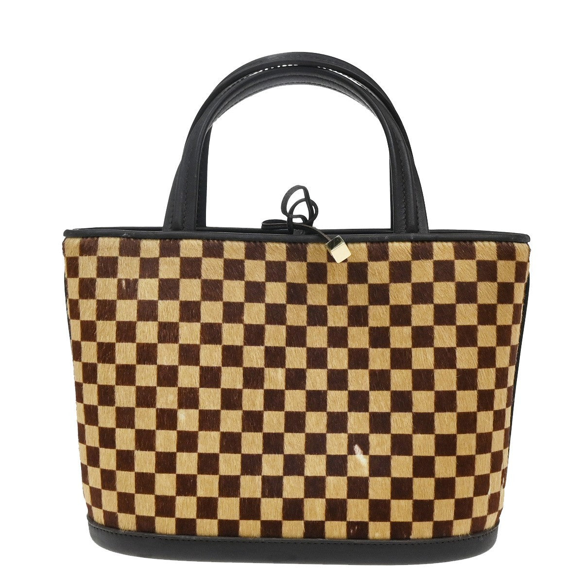 LOUIS VUITTON Sauvage Impala Hand Bag Damier Fur Leather Brown M92133 33EG038