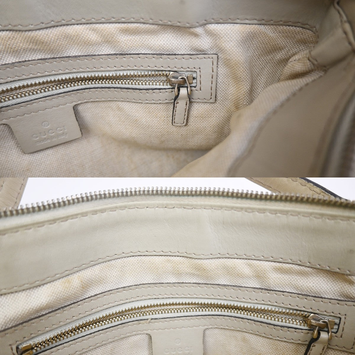 GUCCI GG Sherry Ribbon 2Way Shoulder Hand Bag Canvas Leather Ivory Italy 38KC760