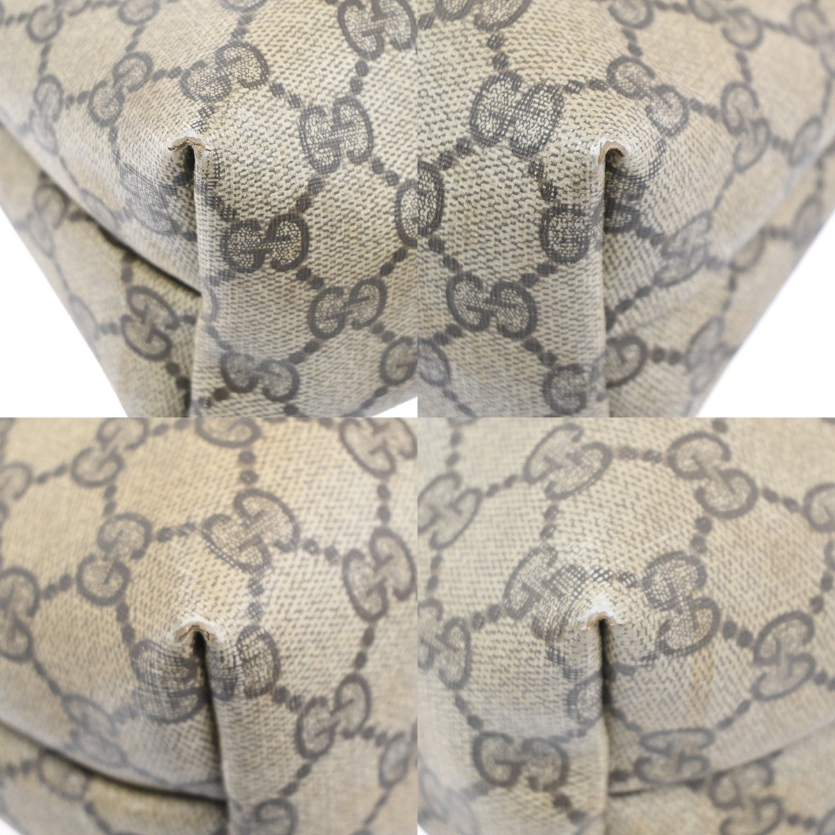 GUCCI Logo Sherry GG Pattern Shoulder Hand Bag PVC Leather Beige Italy 68KC472