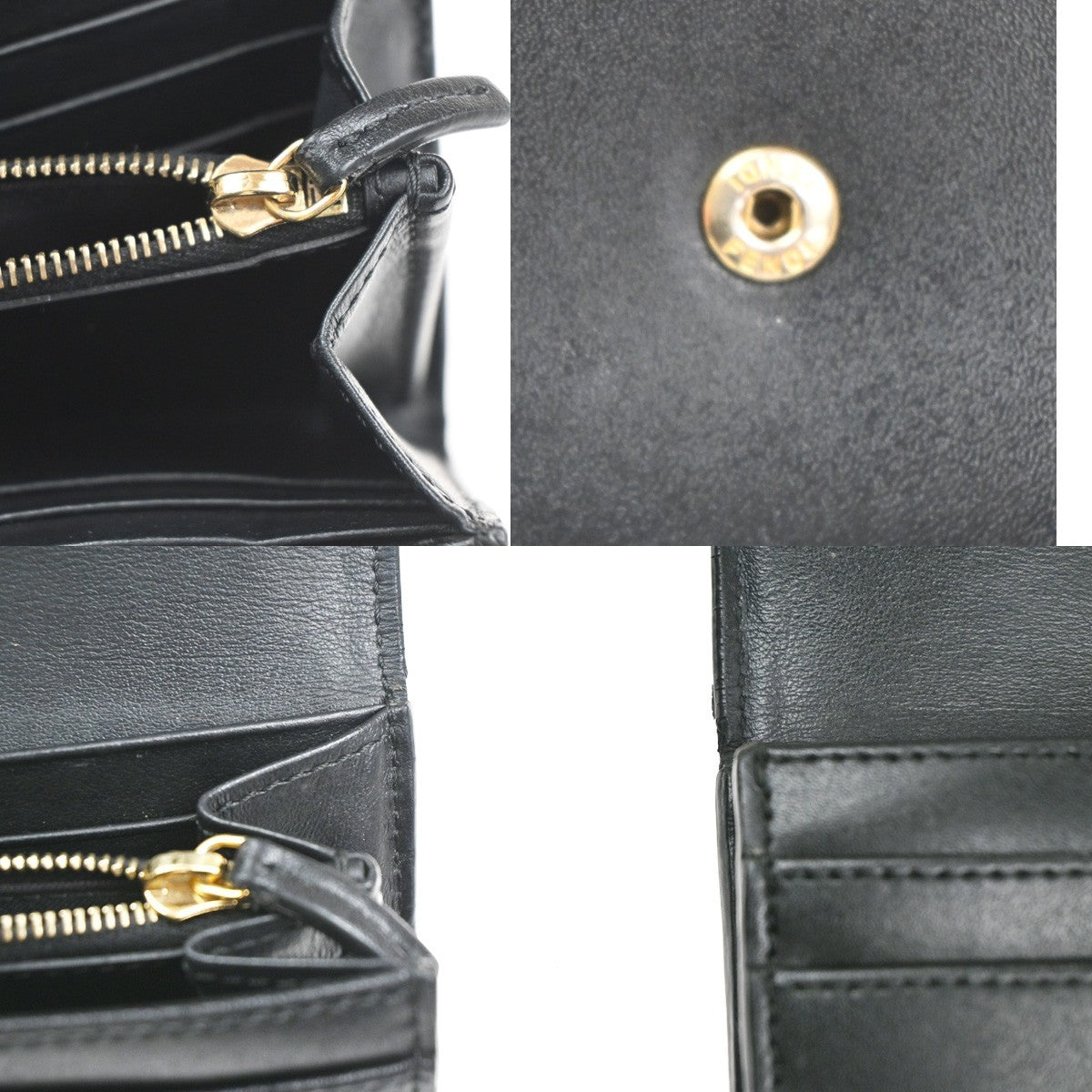 FENDI By The Way Logo Bifold Long Wallet Leather Black GHW Italy 63KD005