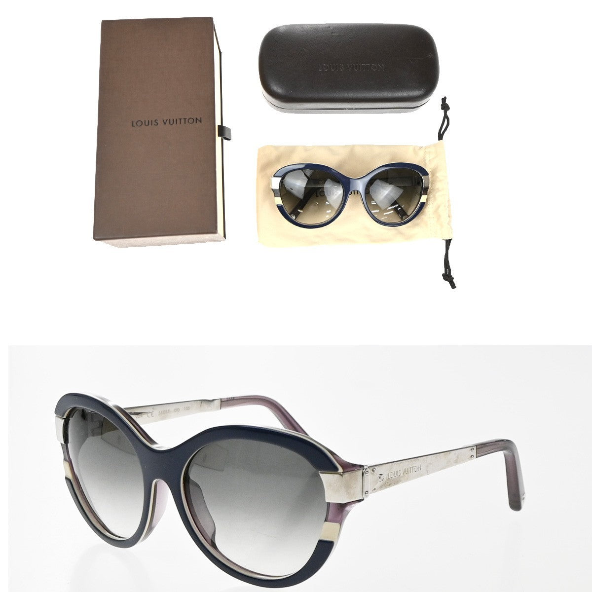 LOUIS VUITTON Glitter Sunglasses Eye Wear Plastic Blue Silver Z0592E 36RP159