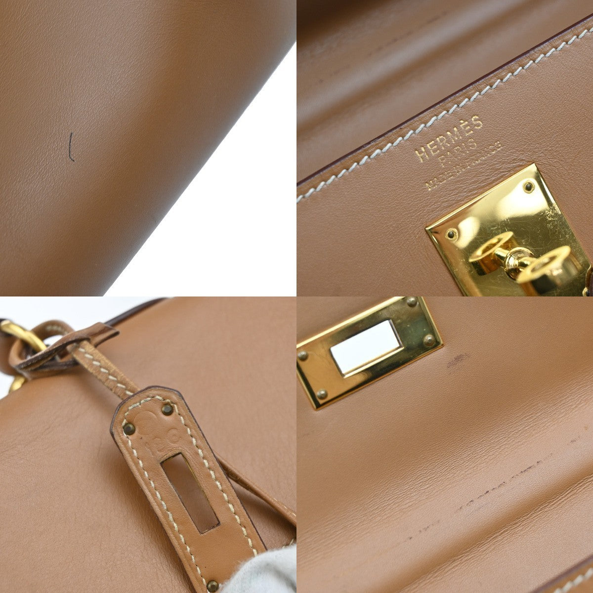 HERMES Kelly 35 2Way Shoulder Hand Bag Chamonix Leather Brown Vintage 247RF960