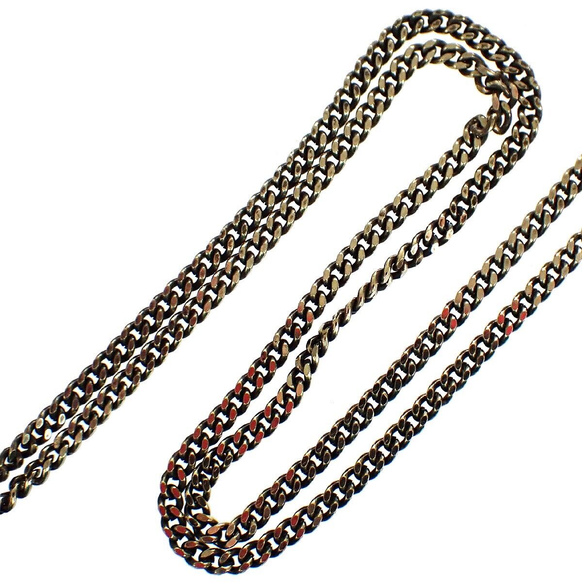 CHANEL CC Logo Chain Necklace Pendant Imitation Pearl 06A Silver France 34RH464