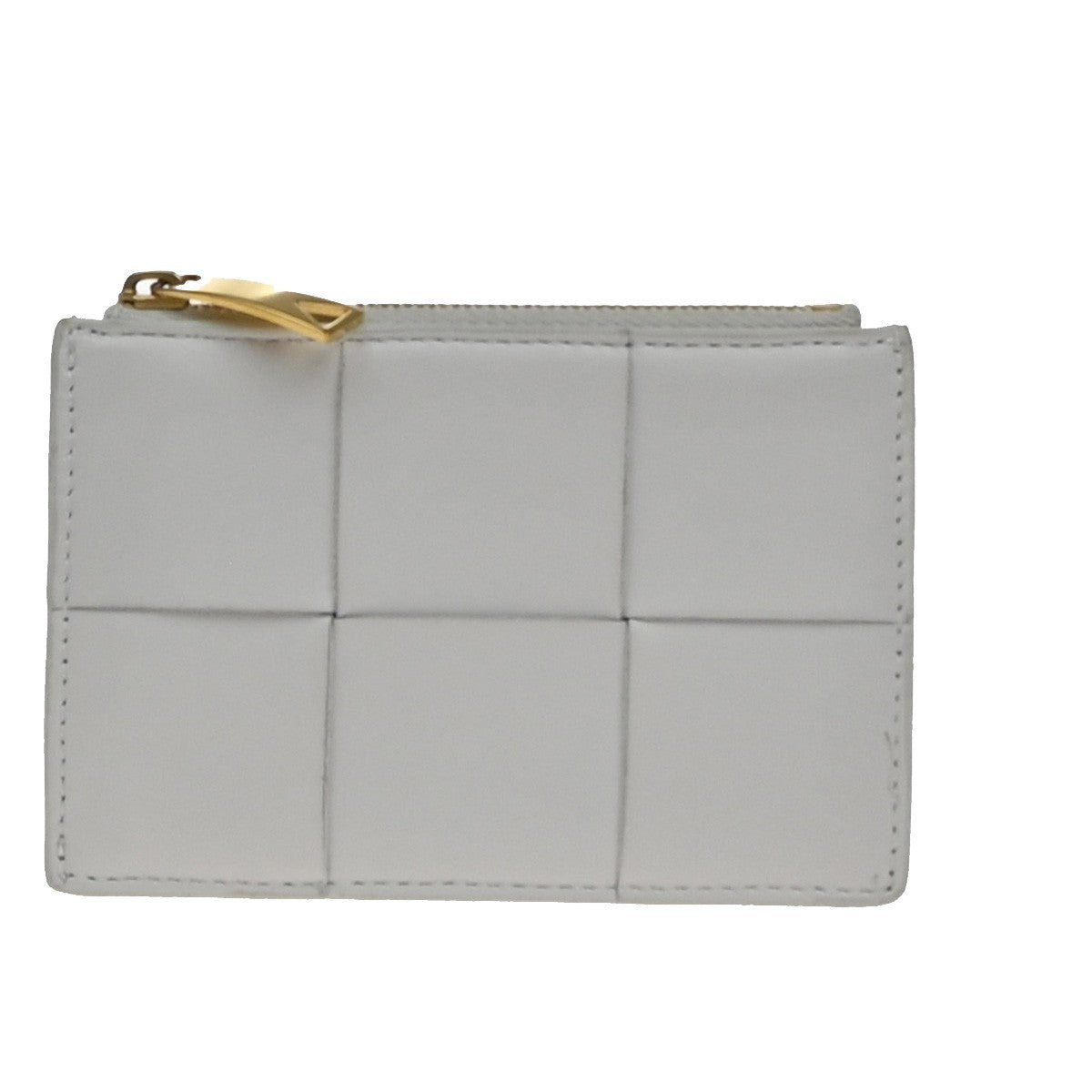 BOTTEGA VENETA Logo Cassette Intrecciato Compact Wallet Leather White 65EG128