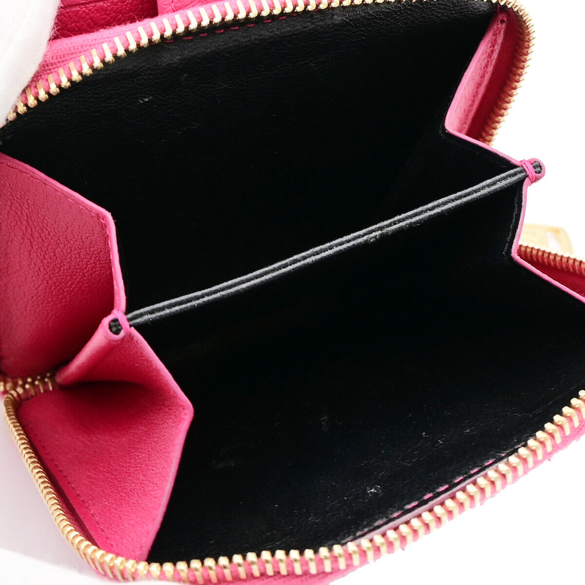 YVES SAINT LAURENT YSL Logo Bifold Wallet Purse Leather Pink GHW 04YE803