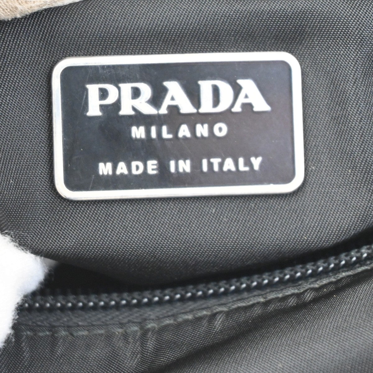 PRADA MILANO Logo Shoulder Bag Nylon Leather Black Silver Italy 87KC546