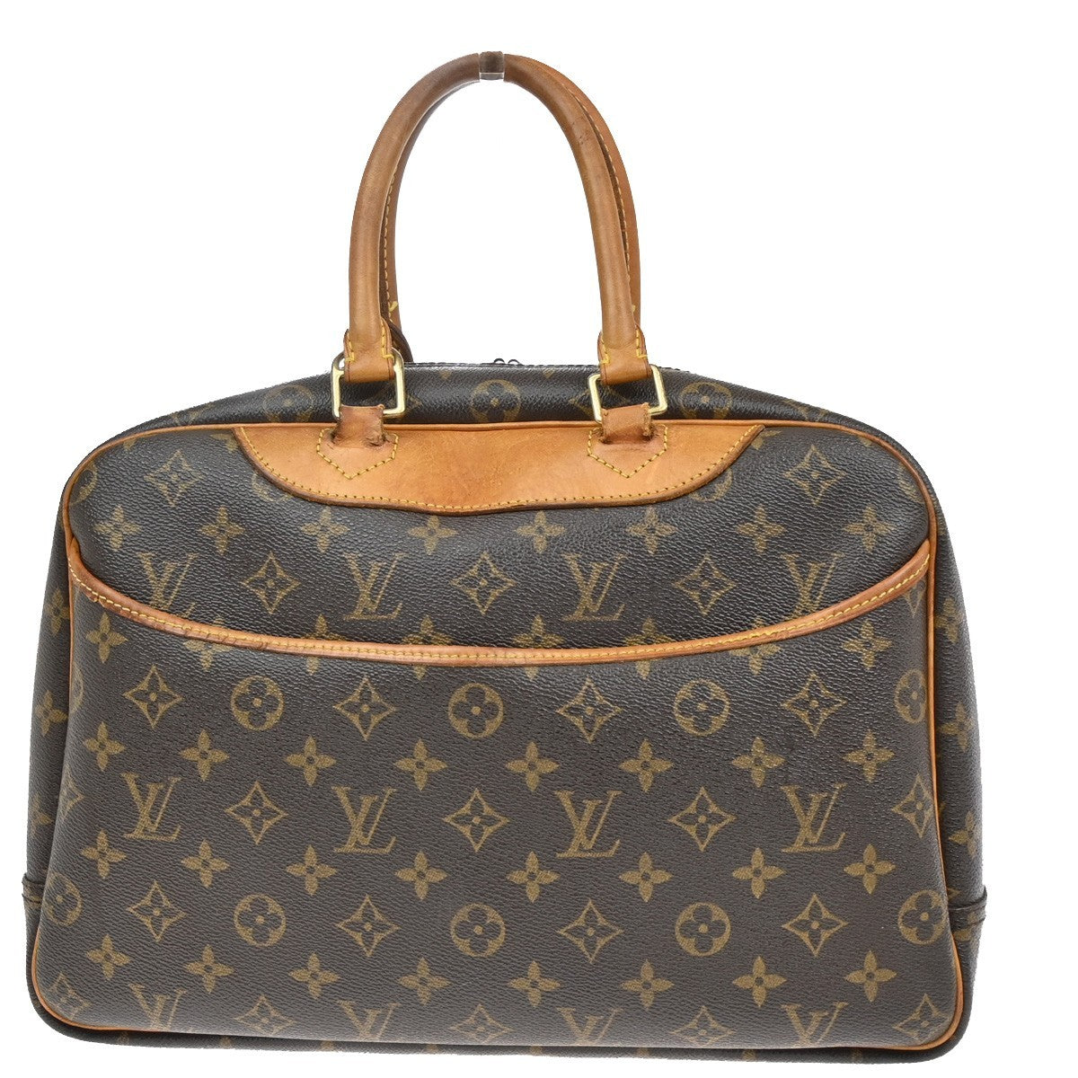 LOUIS VUITTON LV Logo Deauville Hand Bag Monogram Leather Brown M47270 68DA006