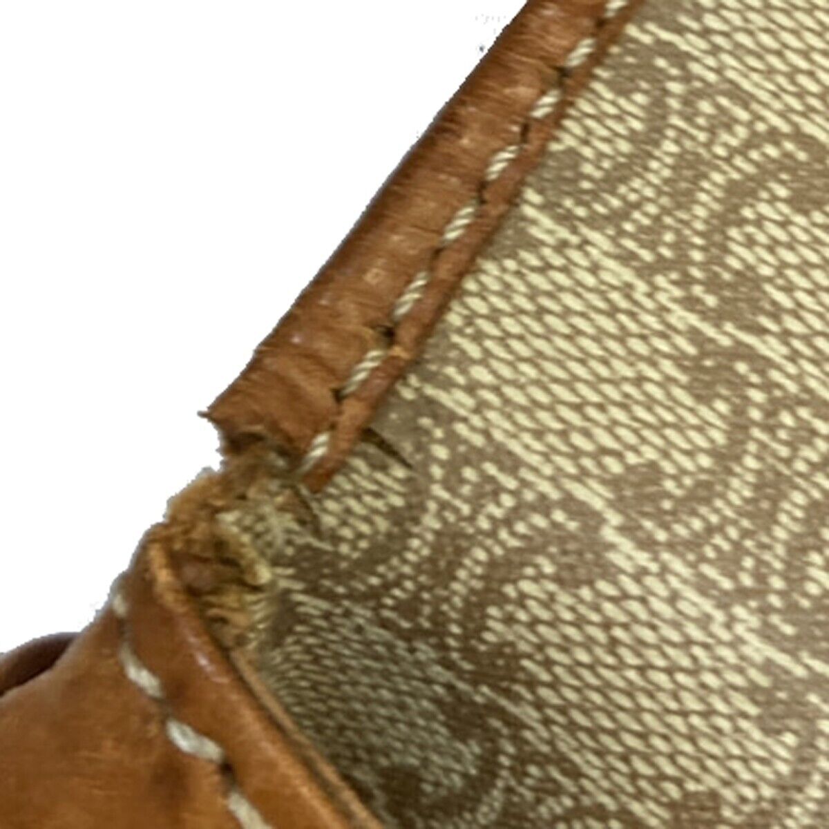 CELINE Logo Macadam Pattern Shoulder Bag PVC Leather Beige Italy 04EB426