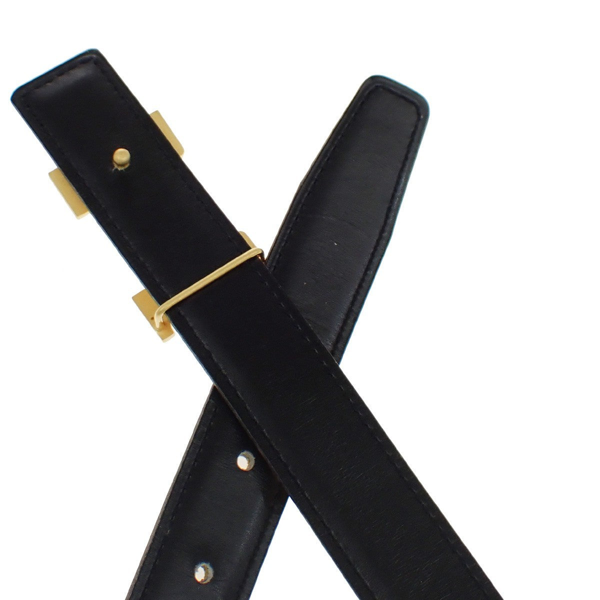 HERMES Logo Constance H Buckle Belt Size 65 Leather Yellow Black France 34RL638