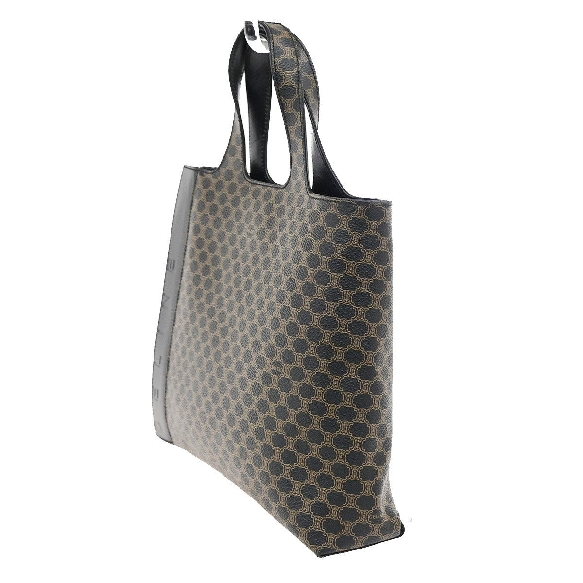 CELINE Logo Macadam Pattern Hand Bag PVC Leather Black GHW Italy 86KD118