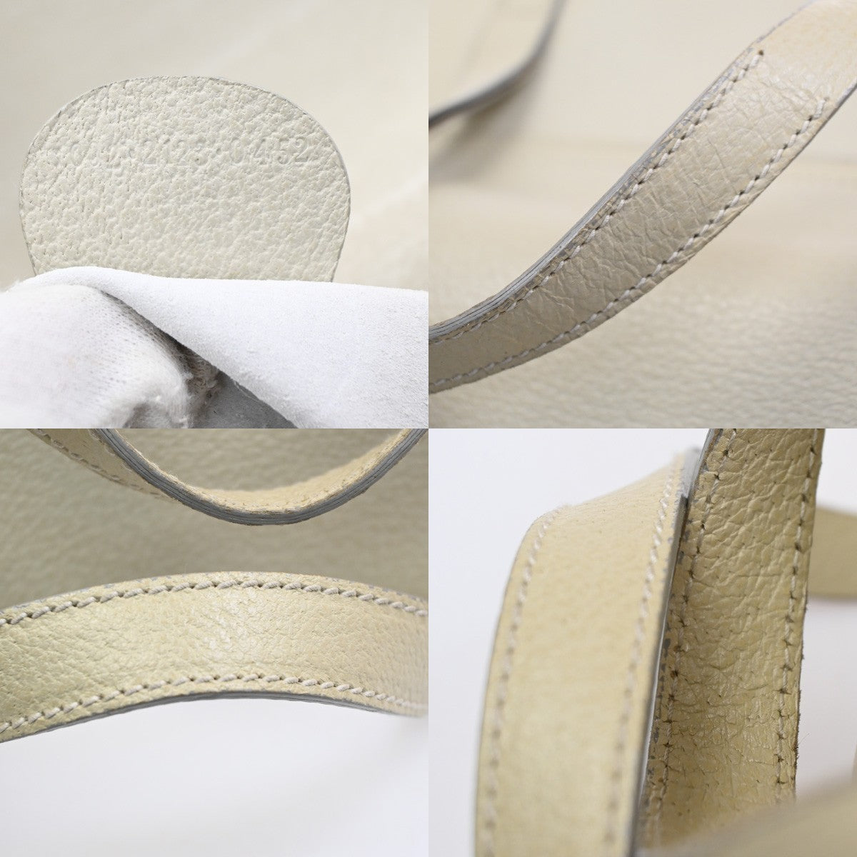 GUCCI Logo GG Pattern Shoulder Hand Bag Leather Suede White 05CA481