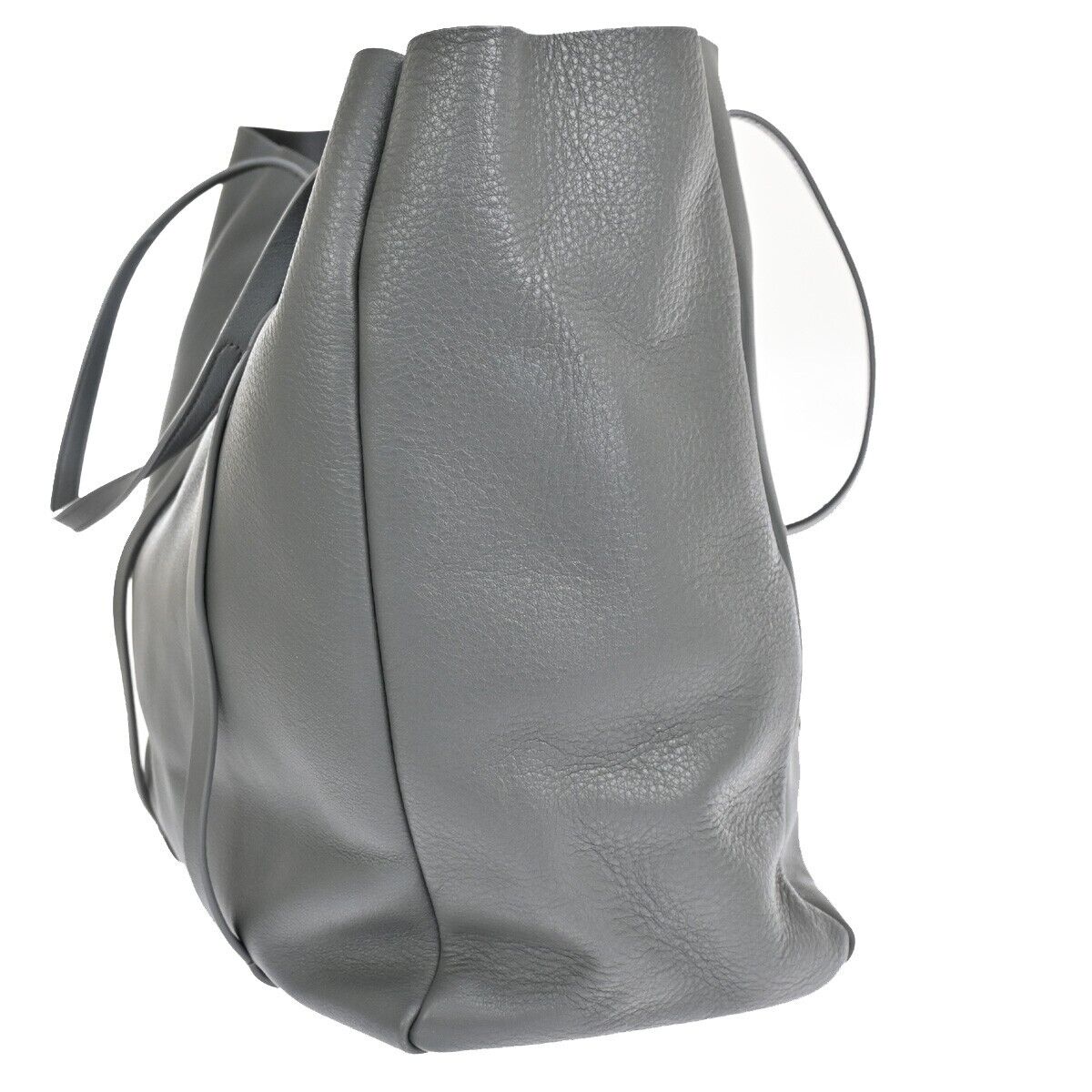 BALENCIAGA Logo Tote Bag Shoulder Bag Leather Gray White Italy 34SH327