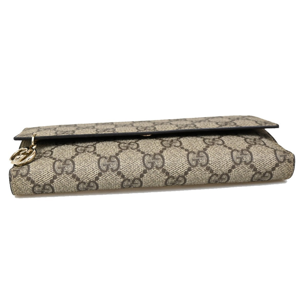 GUCCI Logo GG Pattern Bifold Long Wallet Supreme Leather Brown 84RF274