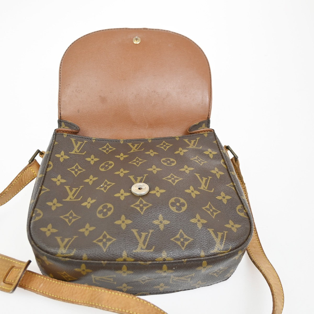 LOUIS VUITTON Saint Cloud GM Shoulder Bag Monogram Leather Brown M51242 36ZA258