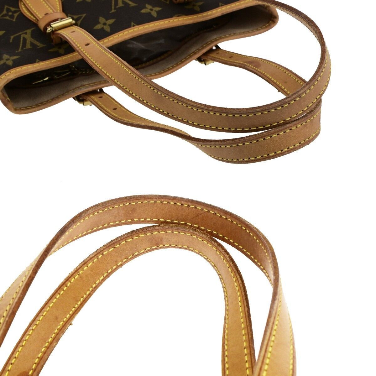 LOUIS VUITTON BUCKET PM Shoulder Tote Bag Monogram Leather Brown M42238 33ED400