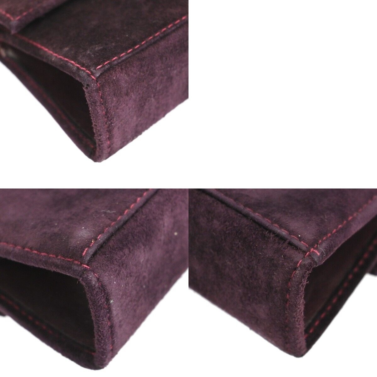 SALVATORE FERRAGAMO Gancini Mini Chain Shoulder Bag Suede Leather Purple 80EA650