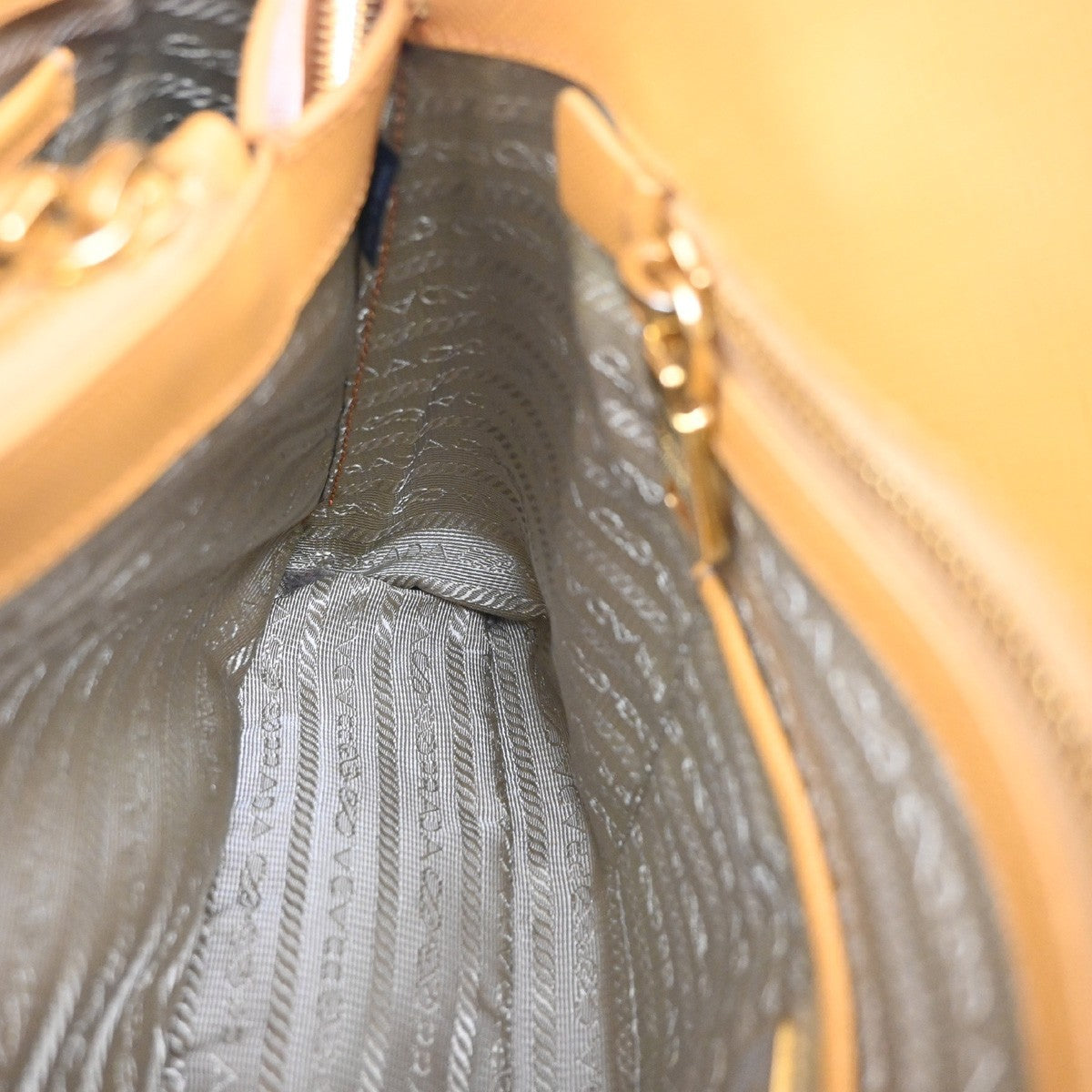 PRADA Logo Shoulder Hand Bag Saffiano Leather Yellow GHW Italy 76MA632