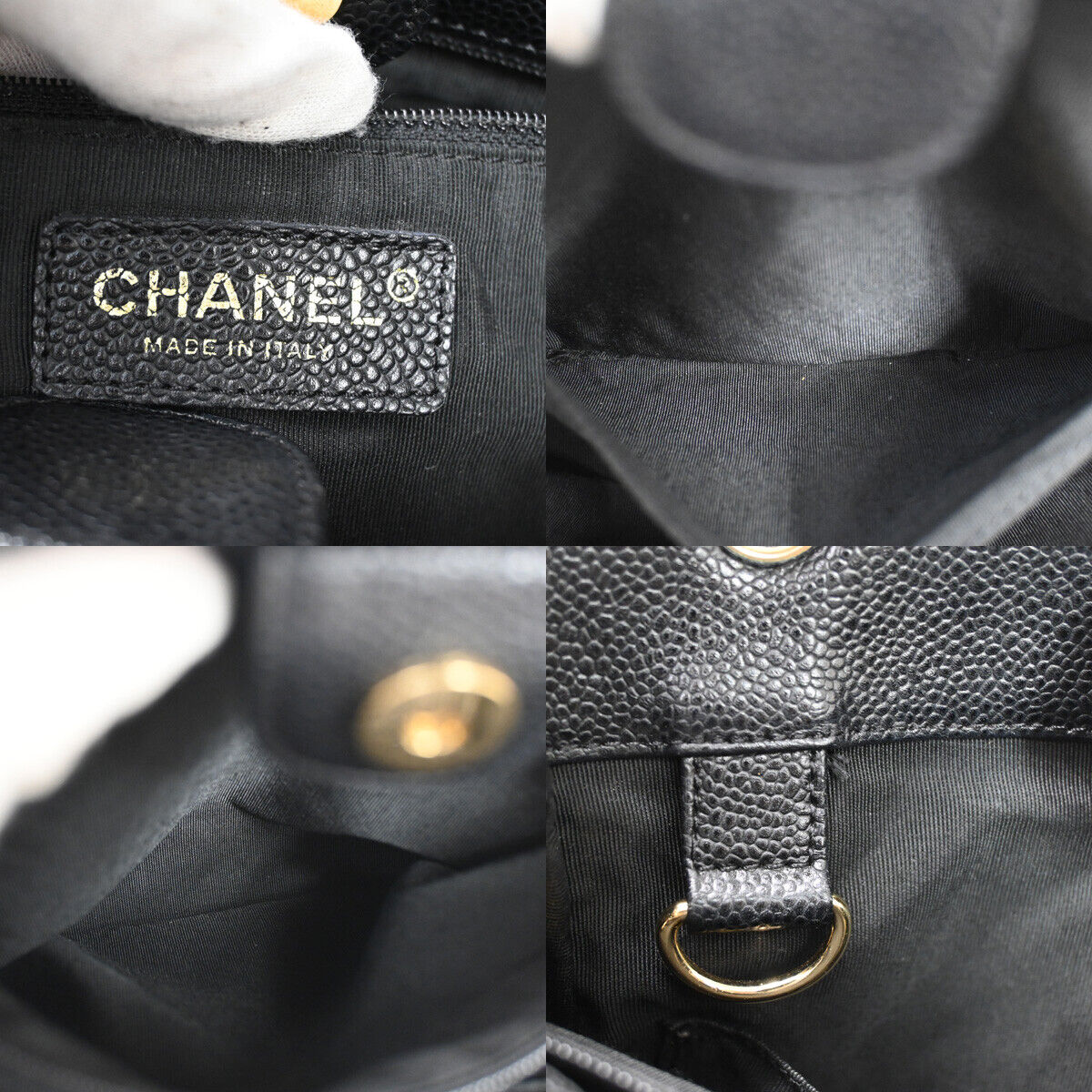 CHANEL CC Logo PST Chain Shoulder Bag Caviar Skin Leather Black GHW 304RJ587