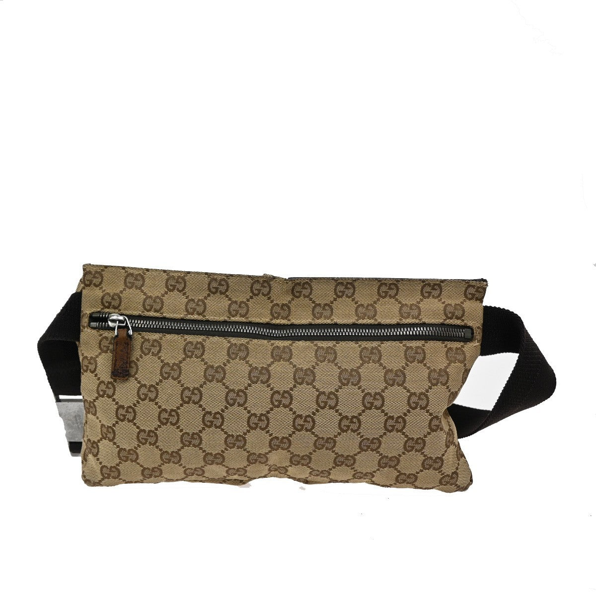 GUCCI GG Pattern Bum Body Bag Canvas Leather Brown Beige SHW Italy 62DA027