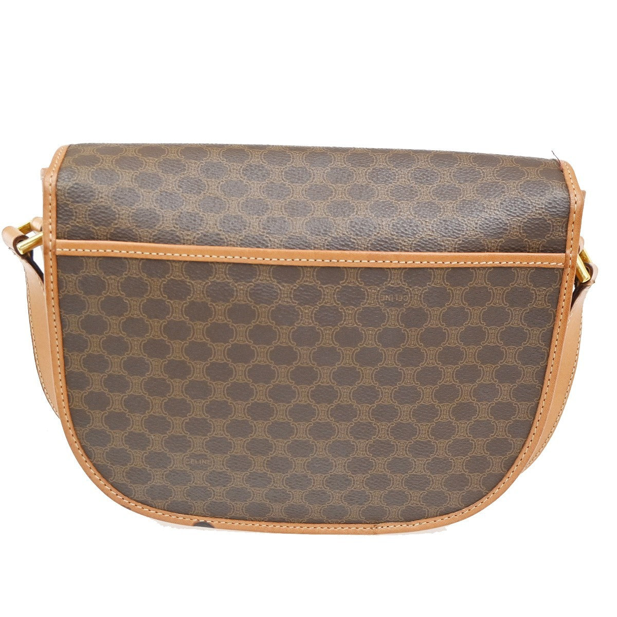 CELINE Logo Macadam Crossbody Shoulder Bag PVC Leather Brown Italy 35KC353