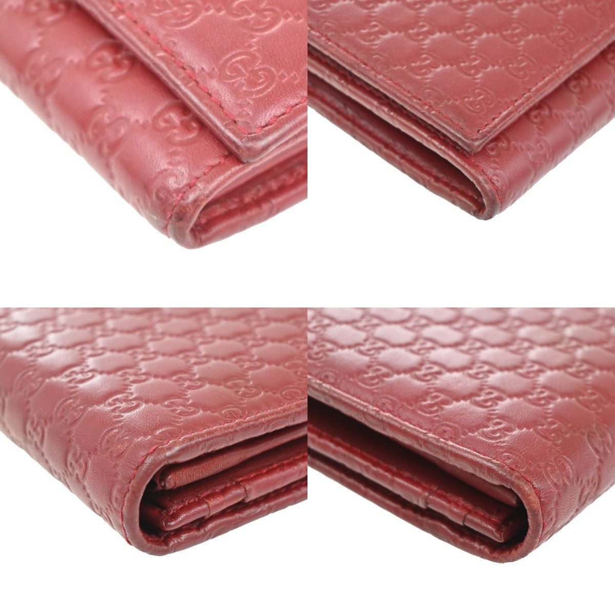 GUCCI Logo Micro Guccissima GG Pattern Long Wallet Leather Red 31CA307