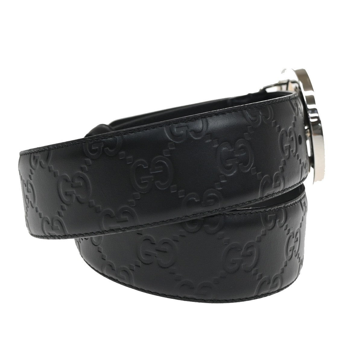 GUCCI Interlocking G Guccissima Signature Belt Size 80/32 Leather BK SHW 37KB644