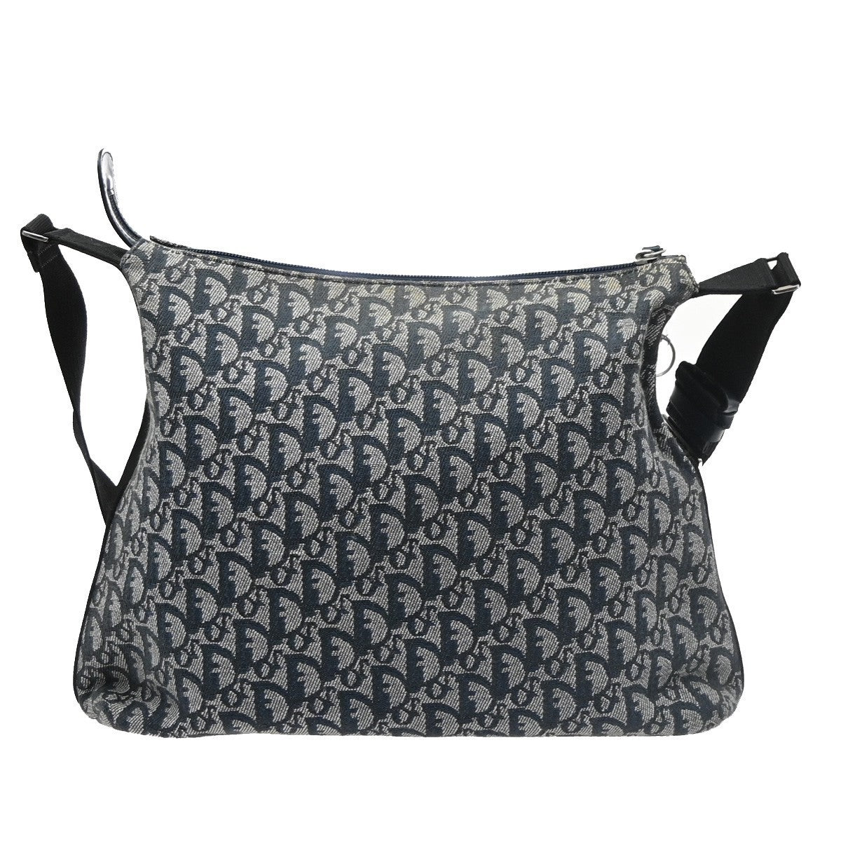 CHRISTIAN DIOR Trotter Pattern shoulder Bag Canvas Leather Navy Blue 70SA157