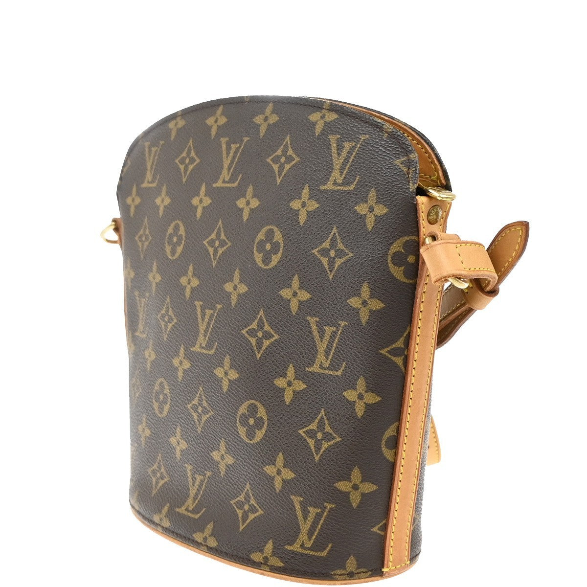 LOUIS VUITTON Logo Drouot Shoulder Bag Monogram Leather Brown M51290 96KB486