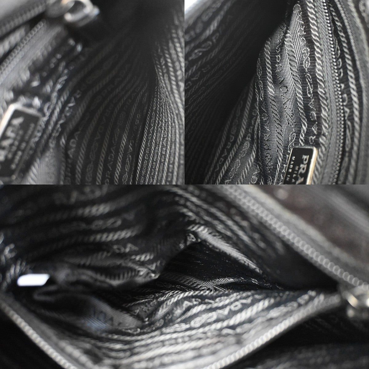 PRADA MILANO Logo Shoulder Hand Bag Leather Canvas Black SHW Italy 87CA970