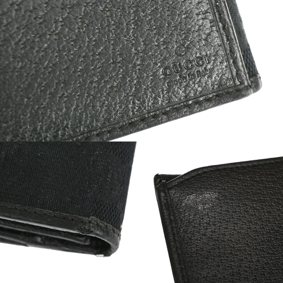 GUCCI Princy GG Pattern Long Bifold Wallet Purse Canvas Leather Black 02YD939