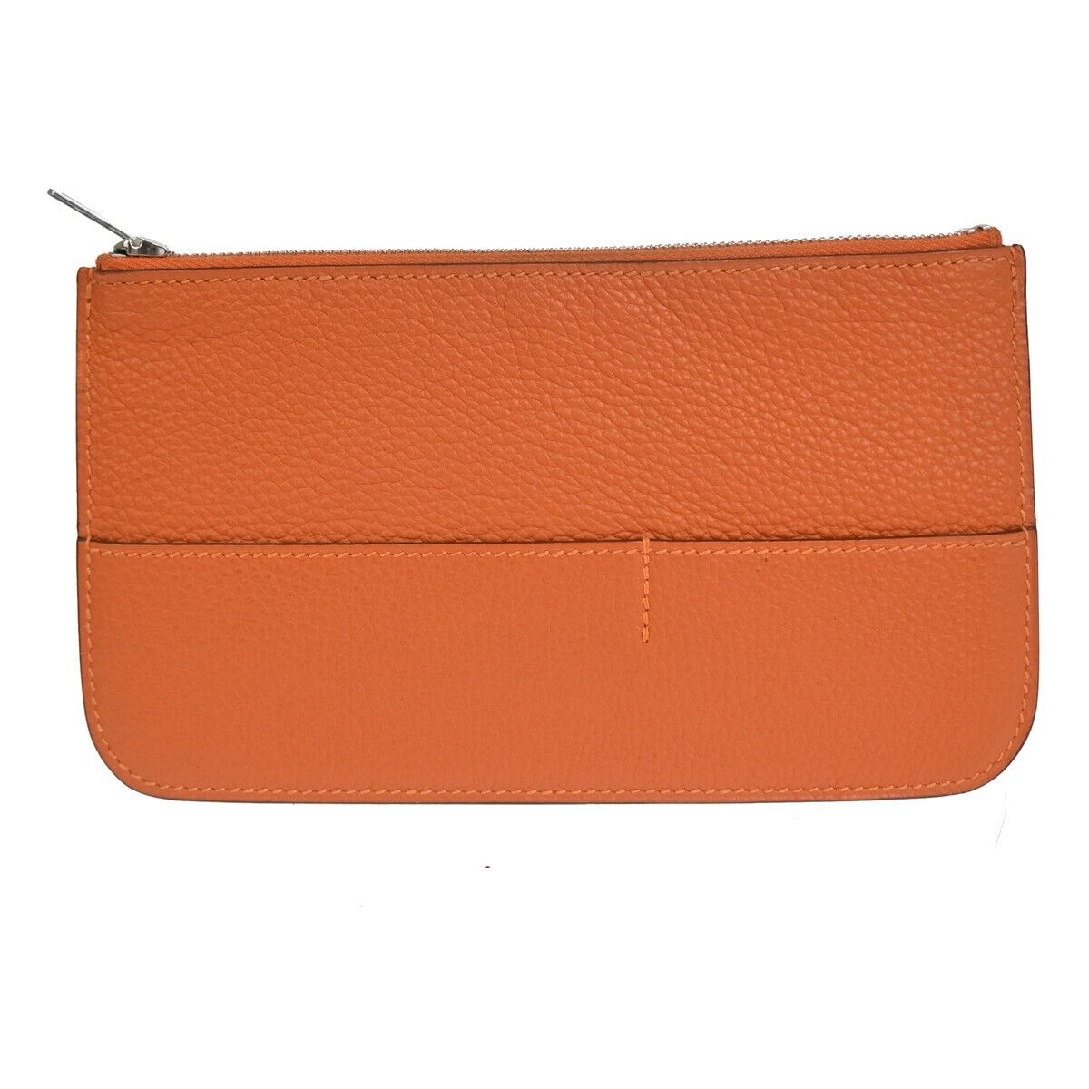 HERMES Logos Dogon GM Long Bifold Wallet Purse Veau Togo Leather orange 83RF064
