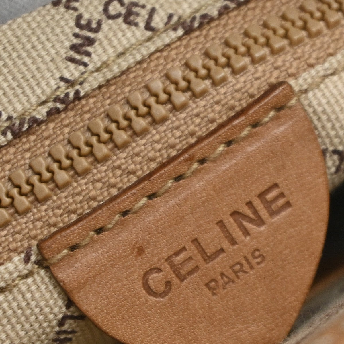 CELINE 2 Set Macadam Pattern Clutch Bag Compact Wallet PVC Leather Brown 02EG244