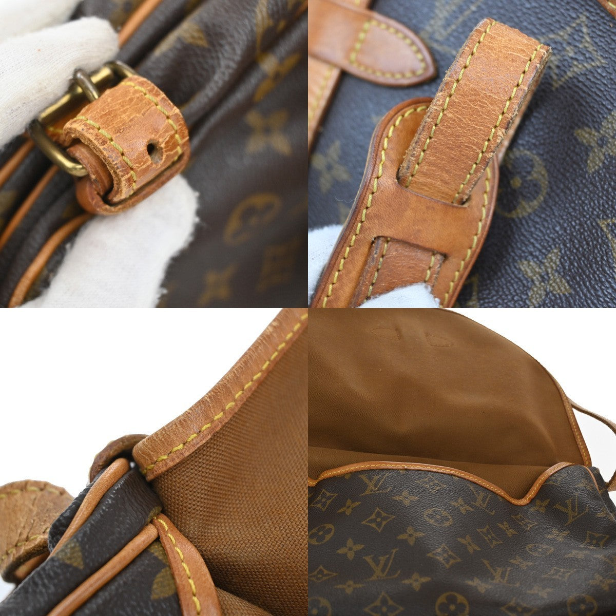 LOUIS VUITTON Logo Saumur 30 Shoulder Bag Monogram Leather Brown M42256 85CA300