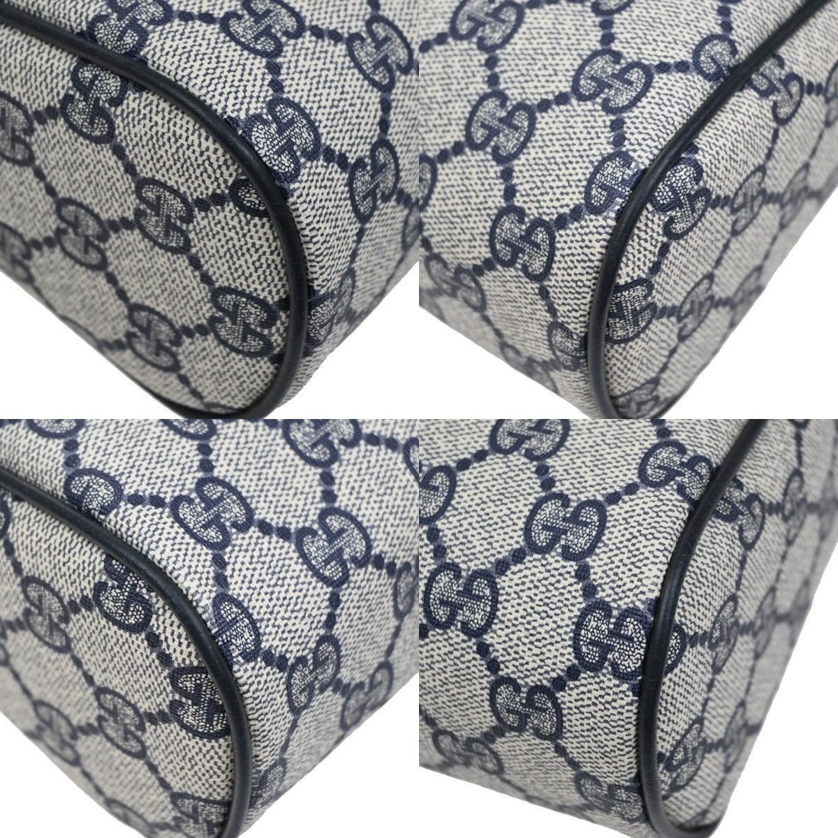 GUCCI Sherry GG Pattern Clutch Hand Bag PVC Leather Navy Blue GHW Italy 68MA570