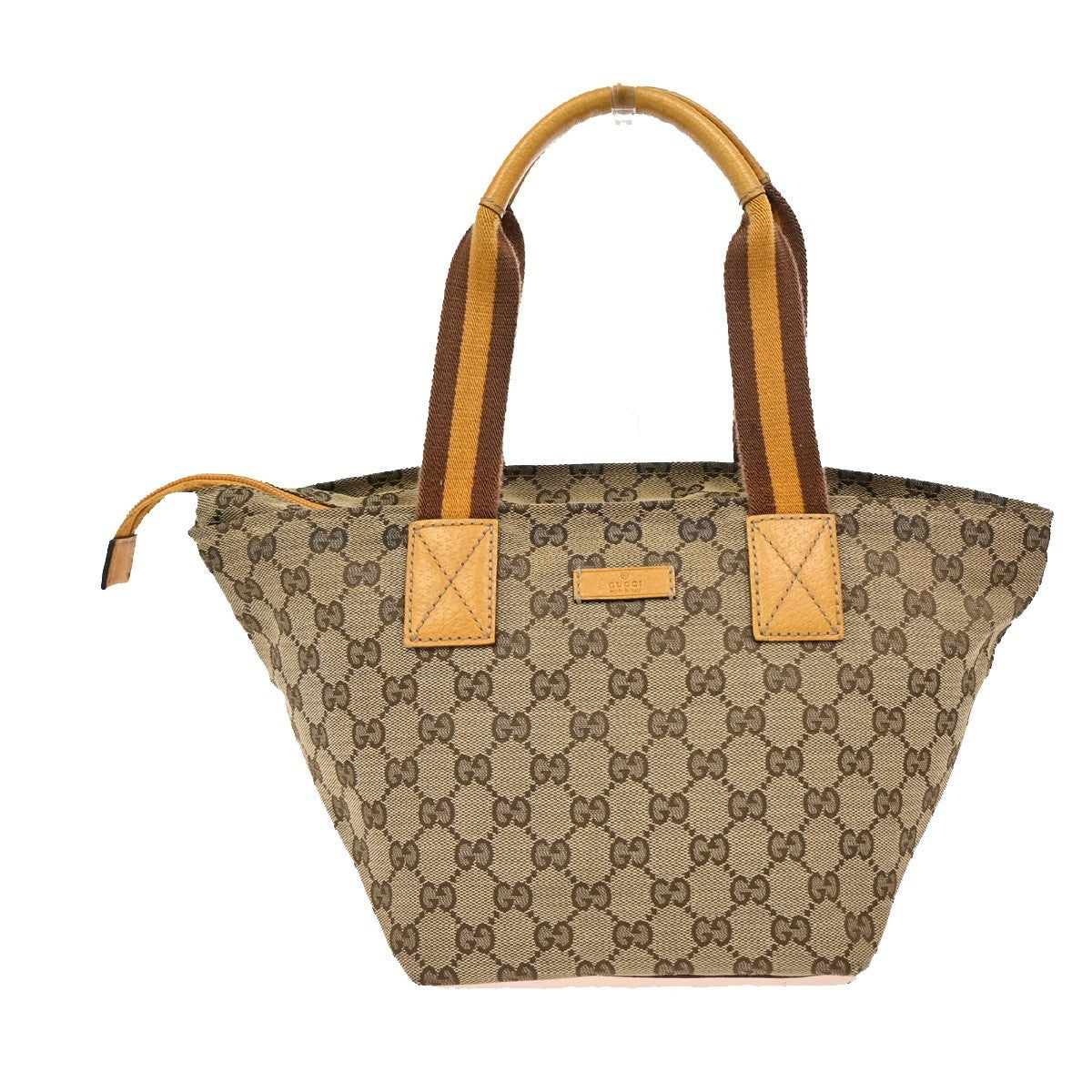 GUCCI Logo Sherry GG Pattern Hand Bag Canvas Leather Brown Italy 31FC137