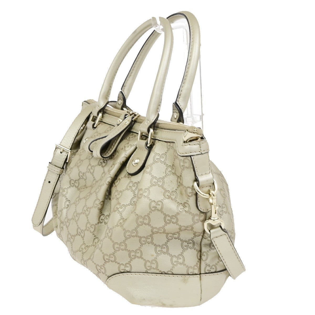 GUCCI GG Logo Sukey Shoulder Hand Bag Canvas Leather Gold GHW Italy 12CB048