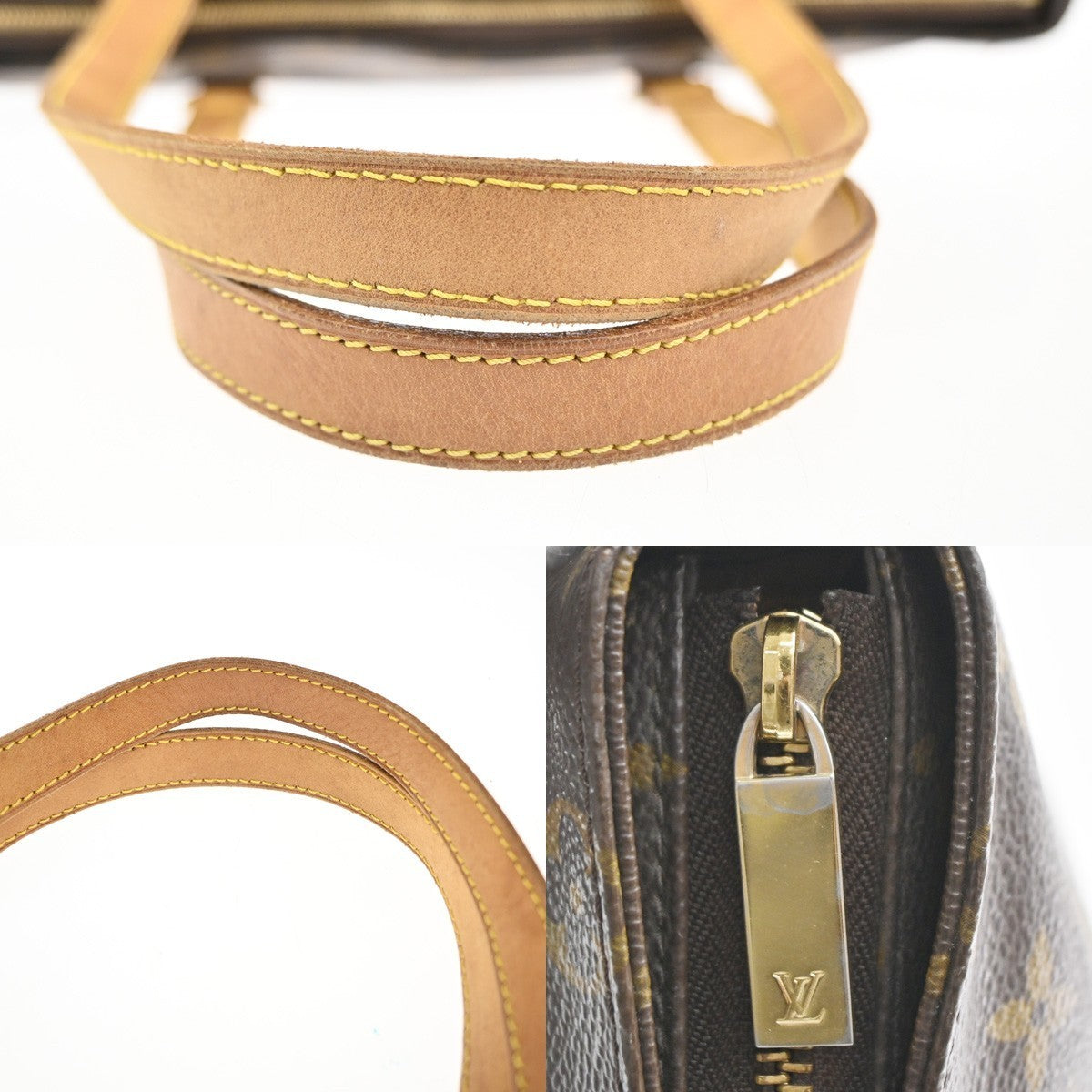 LOUIS VUITTON Cabas Mezzo Shoulder Bag Monogram Leather Brown M51151 10MA146