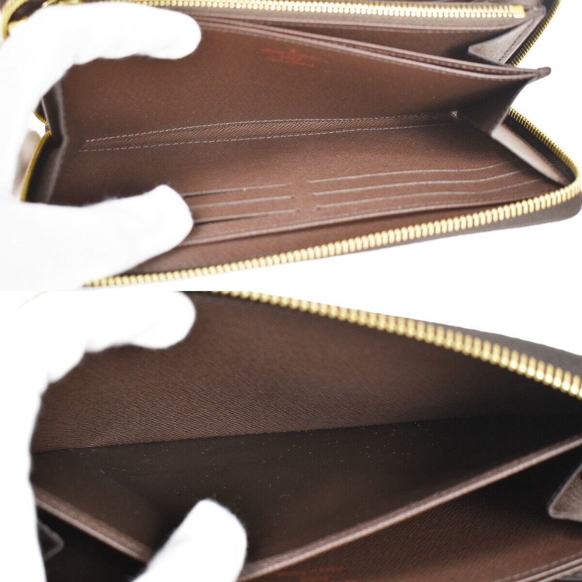 LOUIS VUITTON Zippy Wallet Long Bifold Purse Damier Leather Brown N60015 58RH687