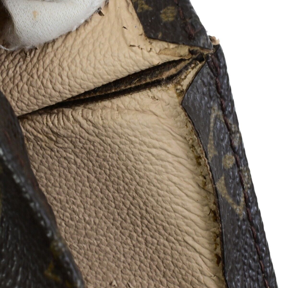 LOUIS VUITTON Logo Sac Plat Hand Tote Bag Monogram Leather Brown M51140 65ED899