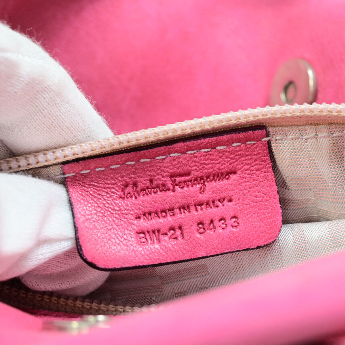 SALVATORE FERRAGAMO Gancini Hand Tote Bag Leather Pink SHW Italy 02SJ337