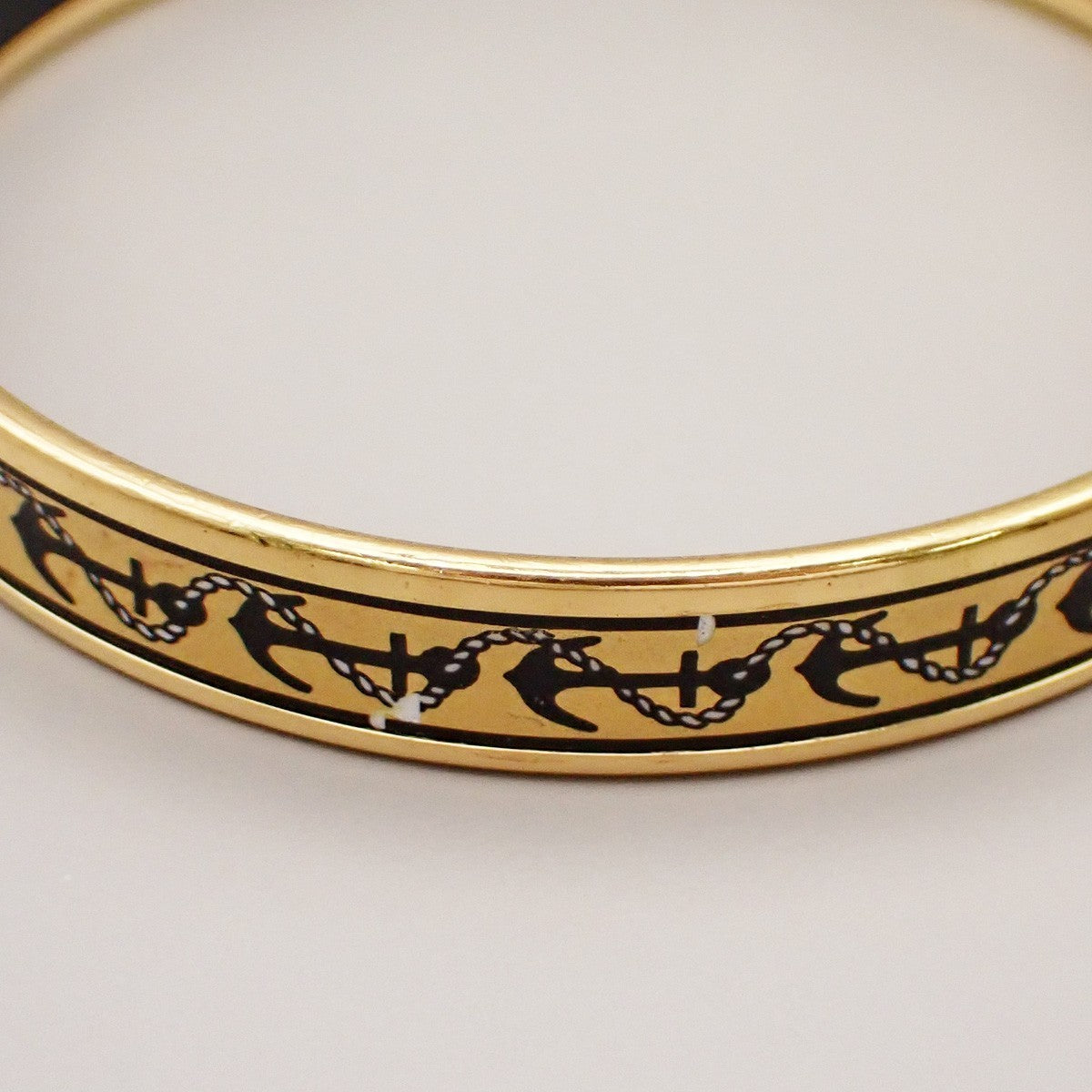 HERMES Email PM Bangle Bracelet  Enamel GHW Gold Made in Austria 30RL379